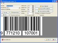 A screenshot of the program Barcode Creator 1.2